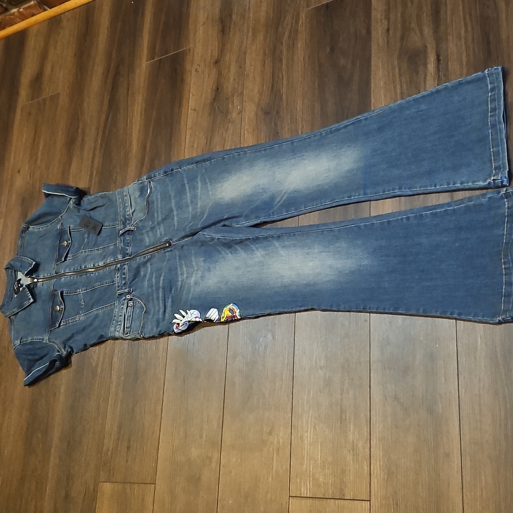 Women's Ed Hardy NYC Denim Jumpsuit - Medium Wash Size XL - Picture 7 of 14